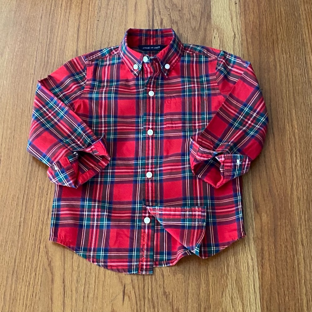 Janie and Jack Red Plaid Button-Down Shirt